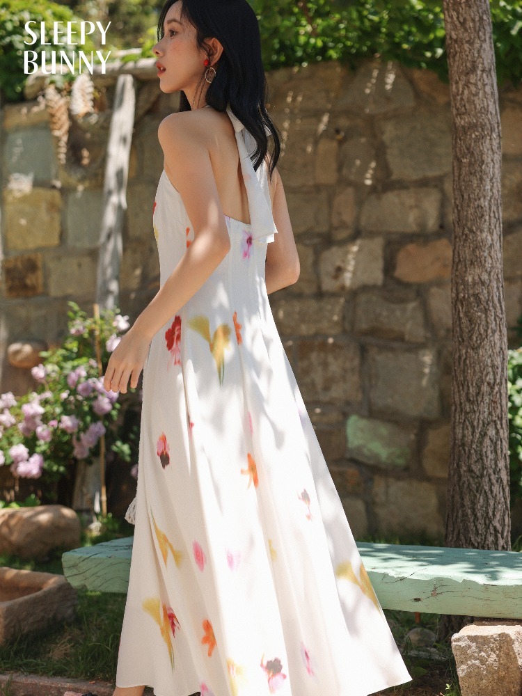 Women Vacation Style Halter Ne - Midi Skirt Floral recension och pris