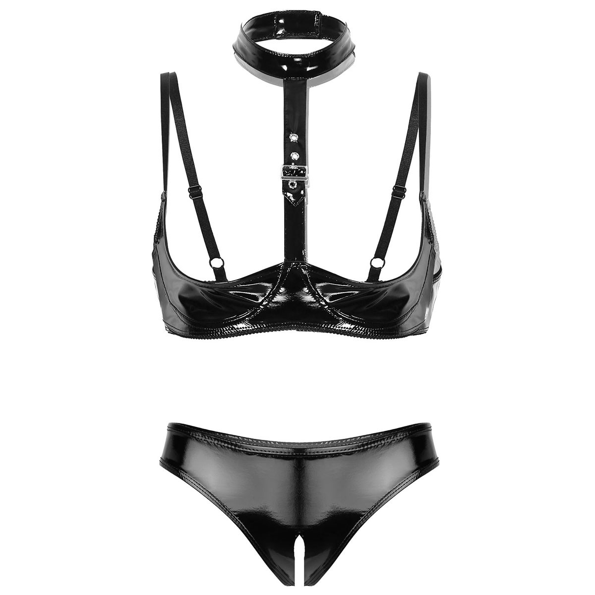 Womens Patent Leather Lingerie - Bralette Triangle Set recension och pris