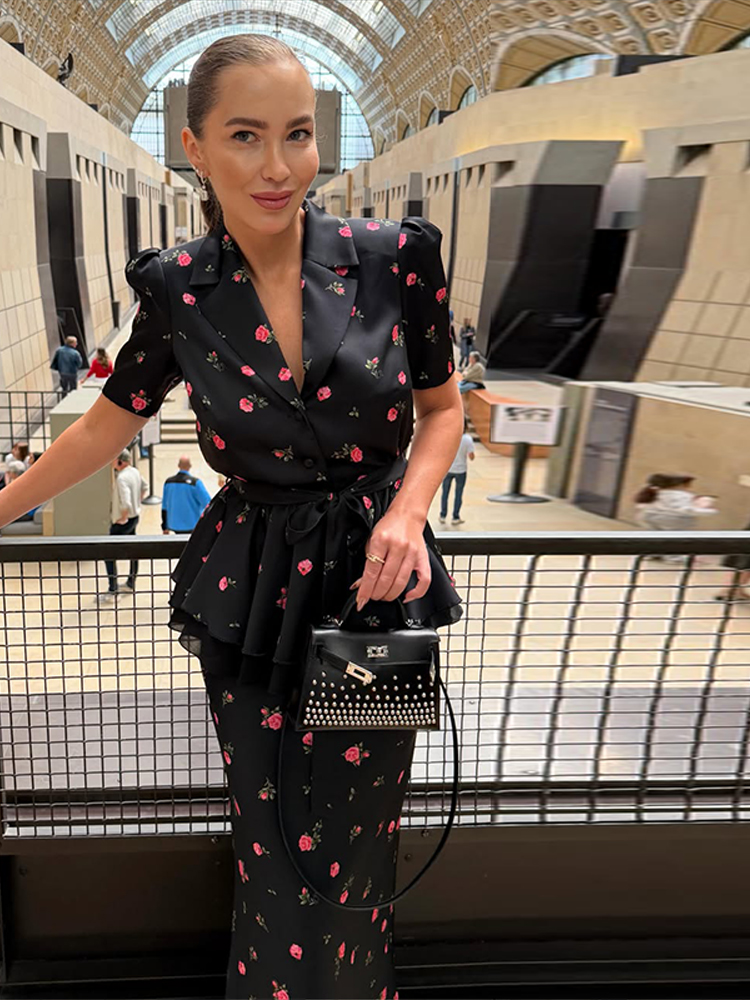 Floral Blazer Coat Skirt Sets  - Midi Skirt Floral recension och pris
