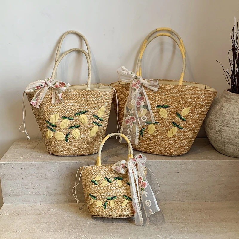 Large Capacity Beach Shoulder  - Crochet Bag Raffia recension och pris