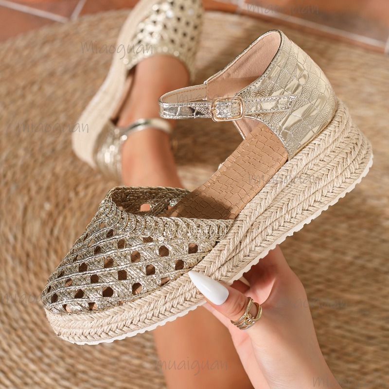 Boho Women's Hollow Out Woven  - Wedge Espadrille Women recension och pris