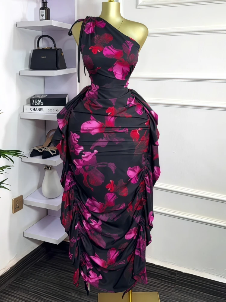 Women Floral Printed One Shoul - Midi Skirt Floral recension och pris